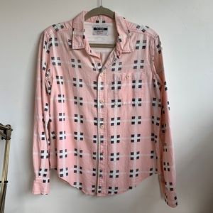 Re/Done Originals baby pink flannel button down